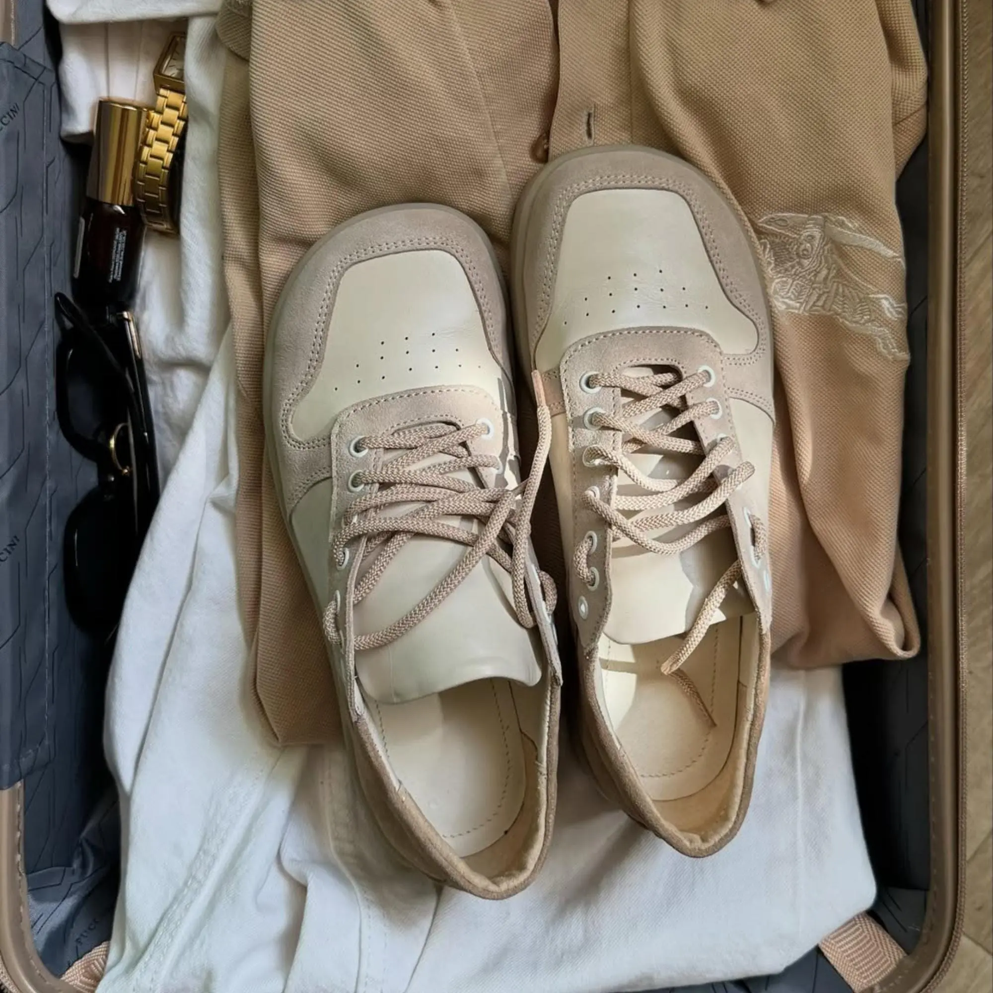 Handmade Leather Lace Up Sneakers Wide Toe Box